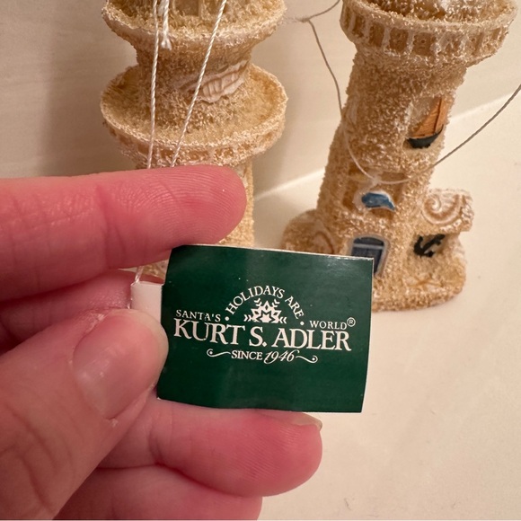 *set of 2* Kurt Adler Christmas tree ornaments. Sand lighthouse ornament. - Picture 6 of 8